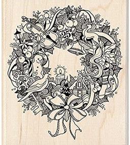 img 4 attached to Inkadinkado 60-00933 Wood Stamp: Enhance Your Crafts with the Wreath Doodle Design!