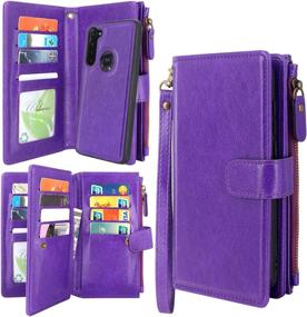 img 4 attached to 🔮 Stylish Harryshell Magnetic Wallet Case for Motorola G Stylus 2020 - Purple: Detachable, Zippered, 12 Card Slots, Cash Pocket & Wrist Strap