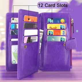 img 1 attached to 🔮 Stylish Harryshell Magnetic Wallet Case for Motorola G Stylus 2020 - Purple: Detachable, Zippered, 12 Card Slots, Cash Pocket & Wrist Strap