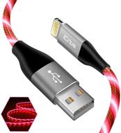 кабель зарядки icrius iphone, сертифицированный mfi, с подсветкой led, 3 фута, для iphone 12 - красный. логотип