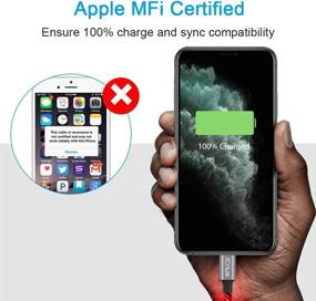img 2 attached to Кабель зарядки iCrius iPhone, сертифицированный MFi, с подсветкой LED, 3 фута, для iPhone 12 - красный.