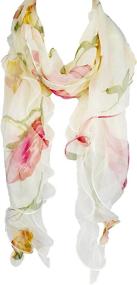 img 2 attached to Double Layer Floral Ruffle Summer Women's Accessories for Scarves & Wraps