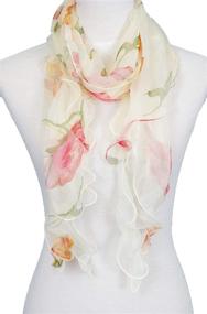 img 1 attached to Double Layer Floral Ruffle Summer Women's Accessories for Scarves & Wraps