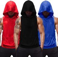 👕 szkani 3-pack men's sleeveless hooded stringers bodybuilding tank tops - workout muscle shirt, fitness vest логотип