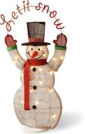 36 inch tinsel 2d snowman national tree with 'let it snow' sign - 20 clear indoor/outdoor lights (mzc-302) logo