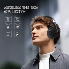img 1 attached to Wireless Headset with Mic - IFECCO Bluetooth Headphones, Over-Ear Design with Deep Bass, Soft Protein Earpads, Foldable Wired/Wireless HiFi Stereo Headphones for TV, Travel, Home, and Office (Starry Sky Black)