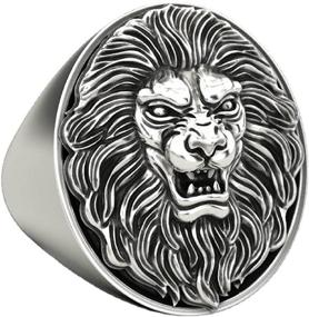 img 4 attached to 🦁 Gothic Lion Head Ring for Men: Embrace Your Inner Punk with a Viking Lion Totem Animal Ring!