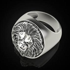 img 1 attached to 🦁 Gothic Lion Head Ring for Men: Embrace Your Inner Punk with a Viking Lion Totem Animal Ring!