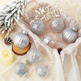 img 2 attached to 🎄 Shatterproof Christmas Ball Ornaments – 80mm/3.15", Clear Plastic Decorative Xmas Baubles with Delicate Glittering Decorations – Set of Silver Hanging Balls for Tree Decoration