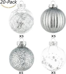 img 3 attached to 🎄 Shatterproof Christmas Ball Ornaments – 80mm/3.15", Clear Plastic Decorative Xmas Baubles with Delicate Glittering Decorations – Set of Silver Hanging Balls for Tree Decoration