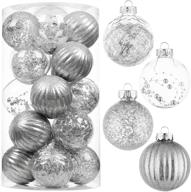 🎄 shatterproof christmas ball ornaments – 80mm/3.15", clear plastic decorative xmas baubles with delicate glittering decorations – set of silver hanging balls for tree decoration логотип