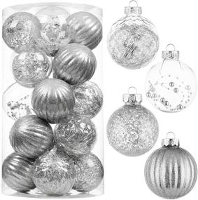 img 4 attached to 🎄 Shatterproof Christmas Ball Ornaments – 80mm/3.15", Clear Plastic Decorative Xmas Baubles with Delicate Glittering Decorations – Set of Silver Hanging Balls for Tree Decoration