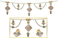 🪔 36” pearl beaded jute diwali toran with 2 pc diya combo - decorative wall hanging for main door, shubh labh indian toran for deepavali, traditional bandanvaar door hanging, good luck charm логотип