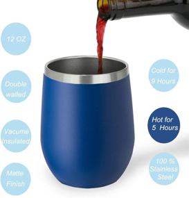 img 2 attached to 🍷 PURECUP 12 oz Wine Tumbler With Lid: Stainless Steel Insulated Double Wall Vacuum Cup for Perfect Cocktail, Beer, Coffee, and Drinks - BPA Free (Navy Blue)