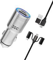 🔌 7petal usb c power delivery car charger with carbon monoxide alarm, stainless steel 2-port charger - pd & quick charge 3.0 compatible with iphone samsung google pixel, etc. including multifunction 5-in-1 usb cable logo