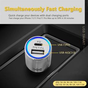 img 3 attached to 🔌 7PETAL USB C Power Delivery Car Charger with Carbon Monoxide Alarm, Stainless Steel 2-Port Charger - PD & Quick Charge 3.0 Compatible with iPhone Samsung Google Pixel, etc. Including Multifunction 5-in-1 USB Cable