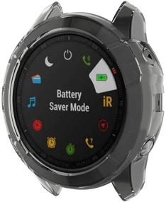 img 1 attached to 📱 RuenTech Garmin Fenix 6X/6X Pro/Fenix 6X Sapphire Case Cover - TPU Protective Case Frame for Fenix 6X GPS Watch (Black Tint)