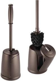 img 4 attached to 🚽 mDesign Compact Plastic Freestanding Toilet Bowl Brush and Holder - 2 Pack Bronze: Efficient Bathroom Storage and Organization Solution with Flip-Open Design, Space Saving, Sturdy, Deep Cleaning, Covered Brush