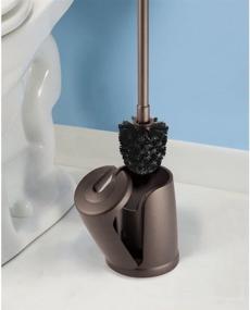 img 2 attached to 🚽 mDesign Compact Plastic Freestanding Toilet Bowl Brush and Holder - 2 Pack Bronze: Efficient Bathroom Storage and Organization Solution with Flip-Open Design, Space Saving, Sturdy, Deep Cleaning, Covered Brush