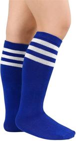 img 2 attached to Soccer Socks Toddler Stripes Cotton Girls' Clothing