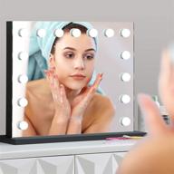 💄 enhance your beauty routine with um led vanity mirror: 15pcs bulbs, usb charging, bluetooth, and sleek black design логотип