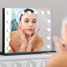 img 4 attached to 💄 Enhance Your Beauty Routine with UM Led Vanity Mirror: 15pcs Bulbs, USB Charging, Bluetooth, and Sleek Black Design
