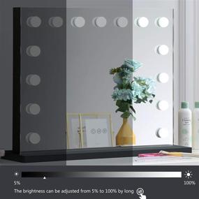 img 1 attached to 💄 Enhance Your Beauty Routine with UM Led Vanity Mirror: 15pcs Bulbs, USB Charging, Bluetooth, and Sleek Black Design