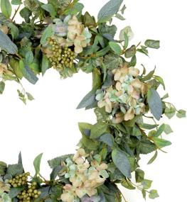 img 3 attached to 🌿 Handmade Poetic Wreath for Front Door - 24 Inch Green Leaf Berry Wild Flower Grapevine Wreath, Perfect Year Round or Summer Rustic Decoration