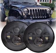 🚗 lx-light 7'' round black cree led headlight high low beam for jeep wrangler jk tj lj cj hummer h1 h2 (pair) logo
