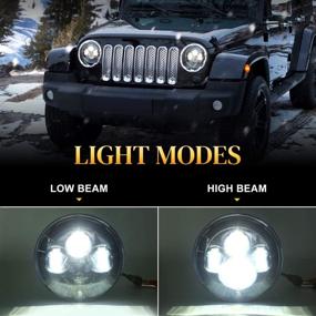 img 2 attached to 🚗 LX-LIGHT 7'' Round Black Cree LED Headlight High Low Beam for Jeep Wrangler JK TJ LJ CJ Hummer H1 H2 (Pair)