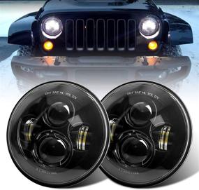 img 3 attached to 🚗 LX-LIGHT 7'' Round Black Cree LED Headlight High Low Beam for Jeep Wrangler JK TJ LJ CJ Hummer H1 H2 (Pair)