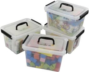 img 4 attached to 📦 Ggbin 6 Quart Clear Latch Storage Box with Black Handle and Latches - Set of 4