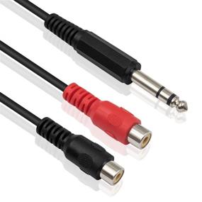 img 3 attached to 🎧 Poyiccot RCA to 1/4 Adapter: Premium 6.35mm TRS Stereo to RCA Splitter Cable, 2 RCA Female to 1/4'' Jack, 8-inch Converter for Seamless Audio Integration