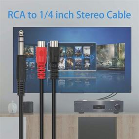 img 1 attached to 🎧 Poyiccot RCA to 1/4 Adapter: Premium 6.35mm TRS Stereo to RCA Splitter Cable, 2 RCA Female to 1/4'' Jack, 8-inch Converter for Seamless Audio Integration