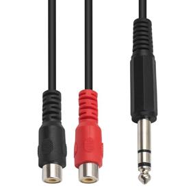 img 2 attached to 🎧 Poyiccot RCA to 1/4 Adapter: Premium 6.35mm TRS Stereo to RCA Splitter Cable, 2 RCA Female to 1/4'' Jack, 8-inch Converter for Seamless Audio Integration