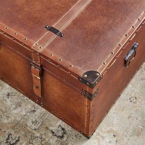 img 2 attached to 📦 Stylish Set of 3 Deco 79 Storage Trunks: Large Brown, Burgundy & Tan Leather with Studs & Buckles