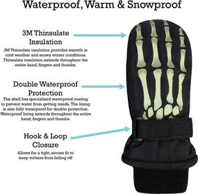 img 3 attached to N'Ice Caps Kids Skeleton Print Thinsulate Waterproof Mittens with Glow in the Dark Feature