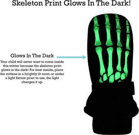 img 1 attached to N'Ice Caps Kids Skeleton Print Thinsulate Waterproof Mittens with Glow in the Dark Feature