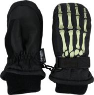 n'ice caps kids skeleton print thinsulate waterproof mittens with glow in the dark feature логотип