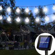 solar powered string lights globe - 39ft with 68 crystal balls - waterproof led fairy lights - 8 modes - outdoor starry lights for garden yard home party wedding decorations (white) логотип