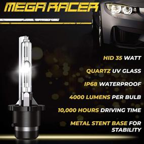 img 3 attached to Мега Racer D2S лампы HID 6000K - фара D2C/D2R/D2S для улучшения видимости ближнего и дальнего света | 12V 35W 6000K бриллиантово-белого цвета | IP68 водонепроницаемые, набор из 2 шт.