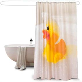 img 4 attached to 🦆 Classic Carton Rubber Duck Waterproof Washable Fabric Shower Curtain with Hooks - 72-inch by 72-inch