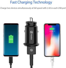 img 2 attached to 🔌 Flush Fit Car Charger - USB Charger, 24w 4.8A Dual Port Car Adapter for iPhone 12/11/XR/XS/Max/X/8/7/Plus, iPad Pro/Air 2/Mini, Samsung Galaxy, Note, LG, Pixel, HTC and More (2 Pack Black)