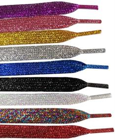 img 1 attached to 👟 Sparkly Glitter Shoe Laces - Stylish, Shiny Flat Shoelace Set (2 Pairs 47.24") for Sneakers, Canvas, Athletic and Cheerleading Shoes