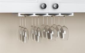 img 2 attached to 🍷 Rustic State Eze Stemware Wine Glass Rack | Under Cabinet Holder for 6-12 Glasses | Easy Installation | White Finish