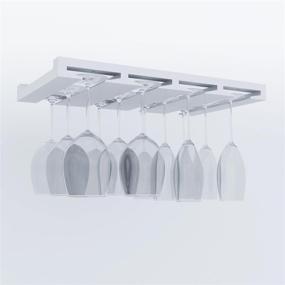 img 3 attached to 🍷 Rustic State Eze Stemware Wine Glass Rack | Under Cabinet Holder for 6-12 Glasses | Easy Installation | White Finish