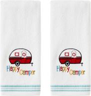 🚙 skl home retro camper hand towel set - vintage style, 2-pack, white (2 pack) logo