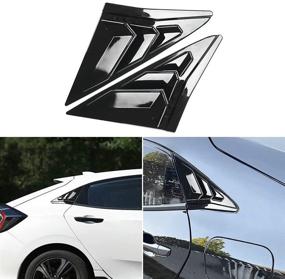 img 4 attached to DLOVEG Rear Side Window Louvers for Honda Civic Hatchback Type R - 👀 10th Gen (2016-2021) Sport Style Air Vent Cover - Bright Black Finish - Enhanced SEO