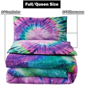 img 3 attached to 🌈 Sisher Tie Dye Boho Full/Queen Comforter Set - 3 Pieces (1 Purple Comforter, 2 Pillowcases) Vibrant Psychedelic Swirl Pattern Pink Bedding for Girls and Teens