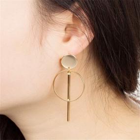 img 3 attached to 💎 8 Infinity Knot Geometric Double Circle Hoop Dangle Earrings with Tassel Drop - Simple Women's Jewelry